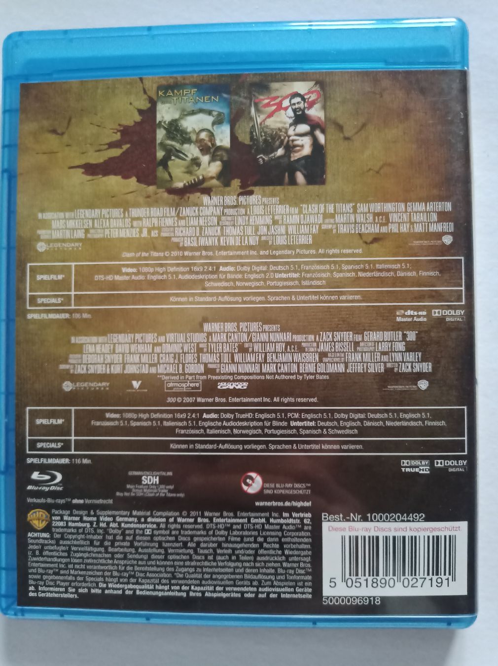 Tutti i DVDs: Blu-ray Kampf der Titanen / 300 (2 Discs) – Usato da Tann venduto da Veebee6 1