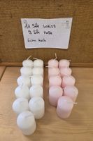 20 Stumpenkerzen weiss rosa 6cm Höhe Set unbenutzt