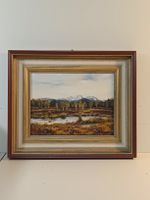 Ölgemälde, signiert mit Bergen, gerahmt (nov225)