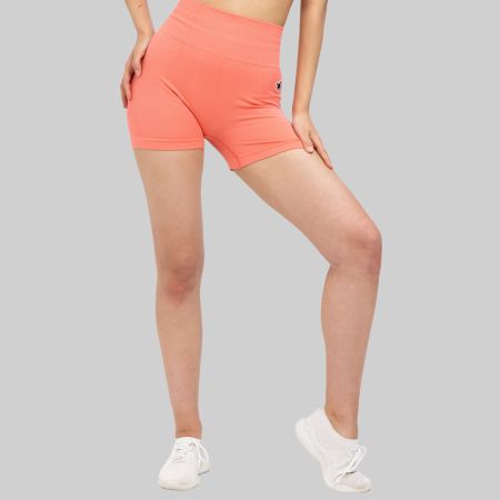 Shorts Damen Seamless Waist Sport Korallen Rot M Gym YAKWARY