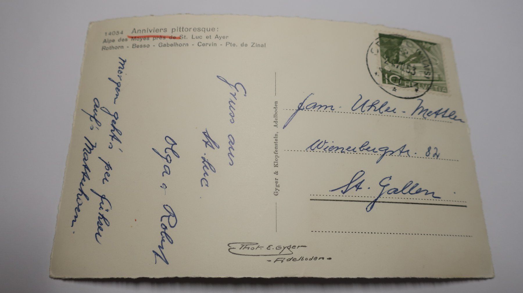 Cartoline postali: Anniviers Pittoresque 1953 – Difettoso da Cormoret venduto da Pascalll2001 4