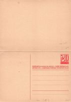 Doppel-Postkarte mit bezahlter Antwort 20 Rp N° 142, ungelau