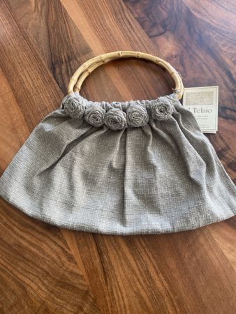 Il Telaio Handtasche mit Bambusgriff, neuwertig, Sommer-Look