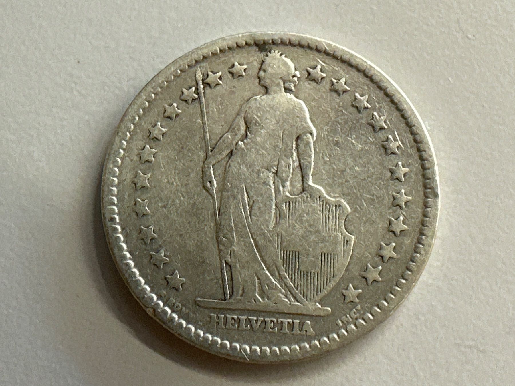 Alle Münzen: 2 Fr. Silber Schweiz 1886 s – Gebraucht aus Herisau von herau 1