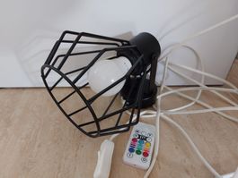 Lampe industrielle cage noire LED RGB avec télécommande