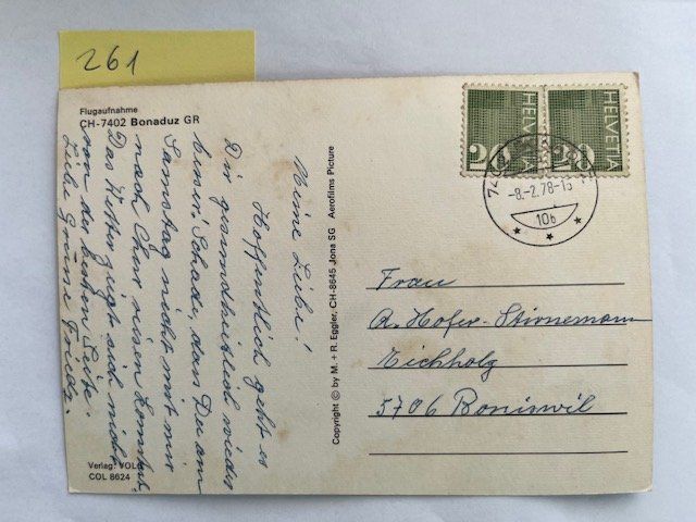 Cartoline postali: Ansichtskarte Flugaufnahme Bonaduz GR, 1978 – Usato da Niederwil AG venduto da dahu75 1