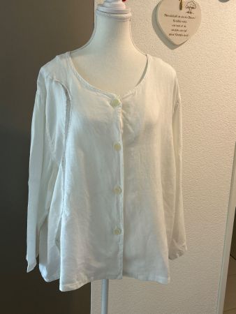 Langarm Bluse ecru von Iz Naiz 100% Leinen Gr. 4 / EU 48
