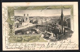 Litho Zürich, Stadtansicht im Passepart