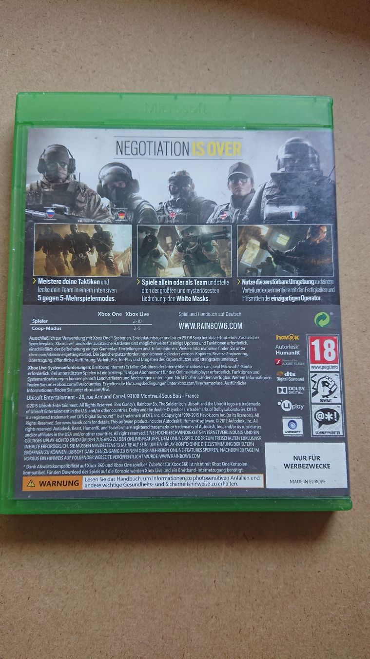 Giochi: Rainbow Six Siege - Xbox One -  – Usato da Chur venduto da FreakofRarity 1
