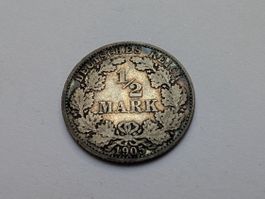 🇩🇪 1/2 Mark 1905 A *** Silver 2.75g .900