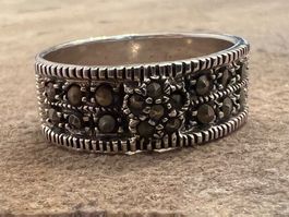 Vintage Bandring 925 Sterling Silber mit Markasiten  G: 56