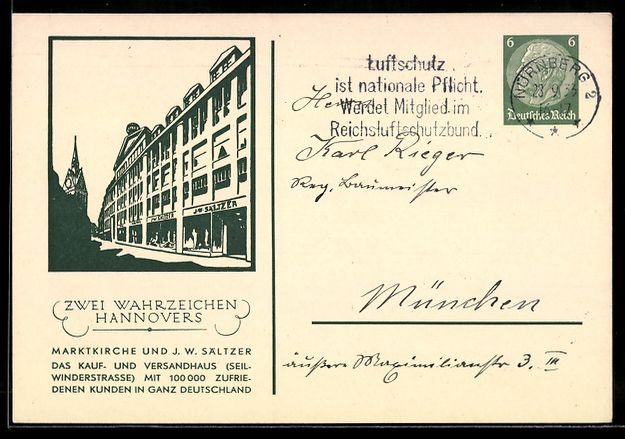 Cancelleria postale: Hannover, Marktkirche und Kaufhaus J. W. – Usato da Berlin venduto da bartko-reher