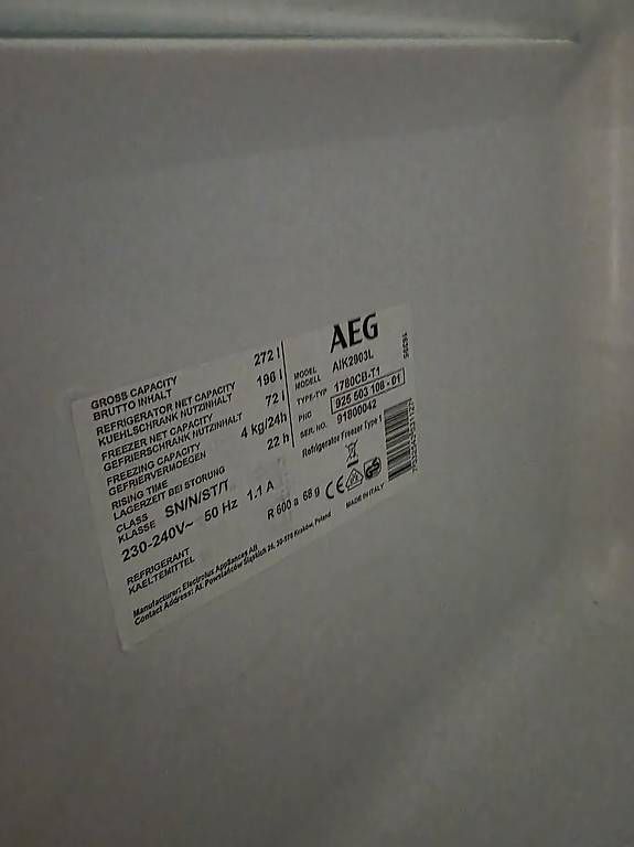 Kühlschrank: AEG Einbau-Kühl-/Gefrierkombination - 272 Liter – Gebraucht aus Elgg von Leon0202 3