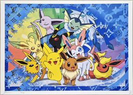 Death NYC Ltd Ed Pop Art Druck " Pokémon Eevee & Pikachu