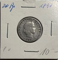 Schweiz 20 Rappen 1891 B II/II - minim verdreht