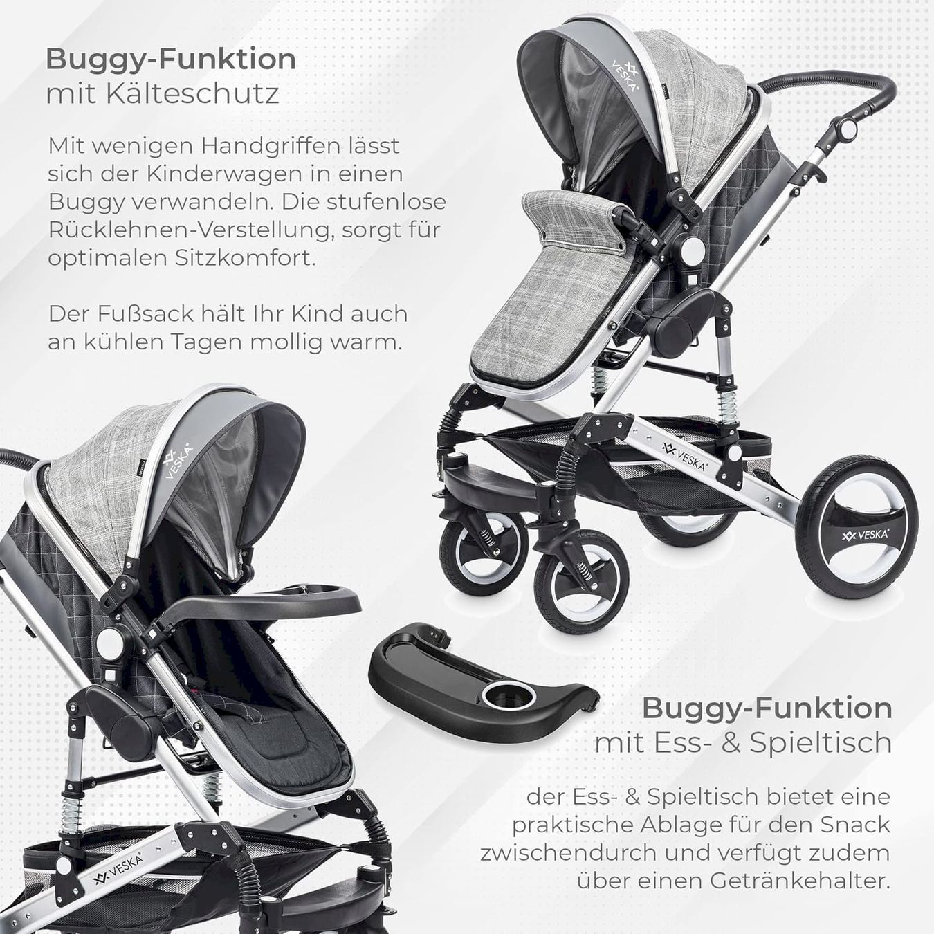 Carrozzine: Kombi-Kinderwagen Silber-anthrazit/grau – Nuovo e nell'imballaggio originale da Bottighofen venduto da zaap 2
