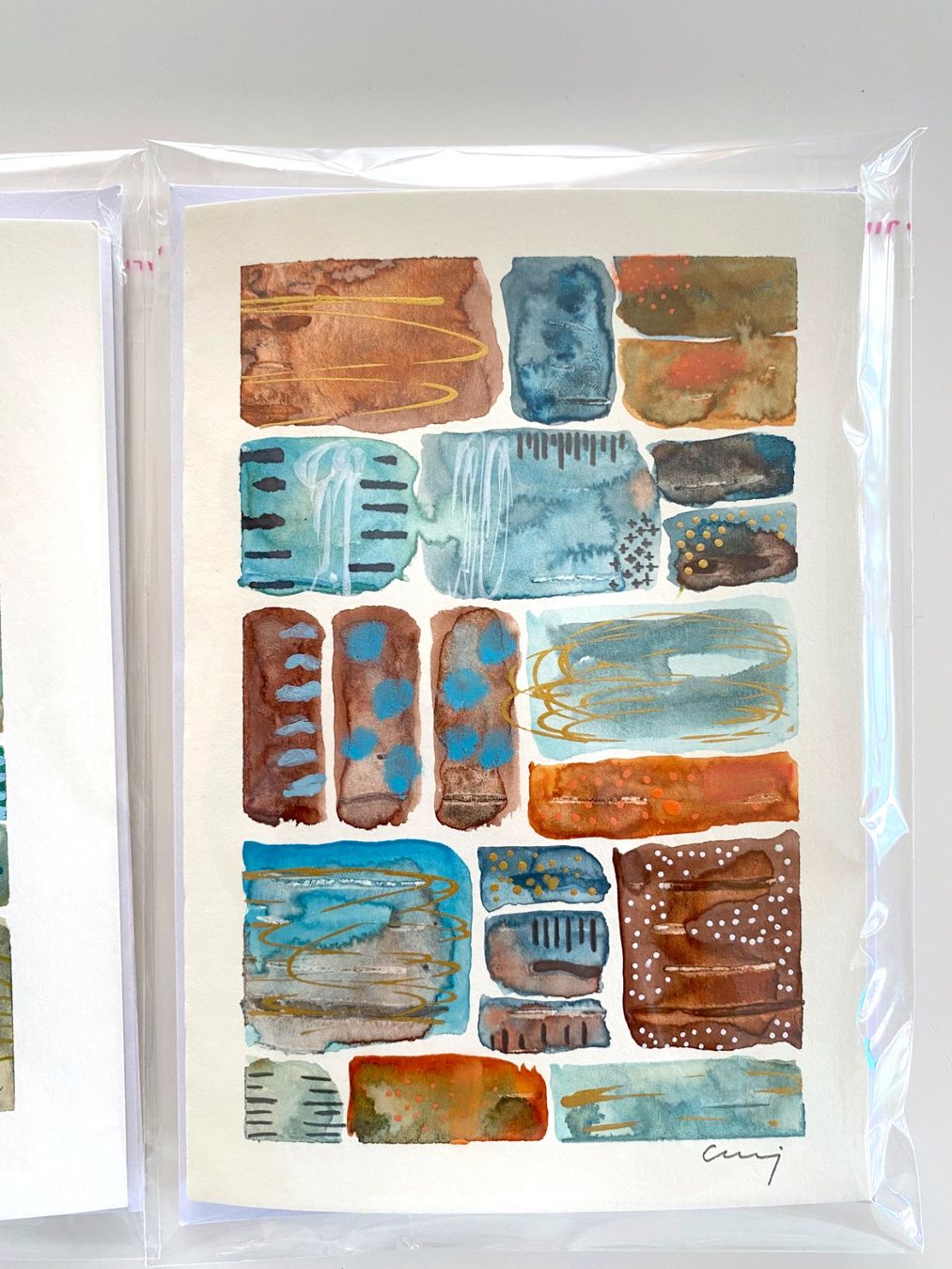 Cartoline: 2-er Set Aquarell-Kunstkarten, Grusskarten – Nuovo e nell'imballaggio originale da Fanas venduto da Omibia 4