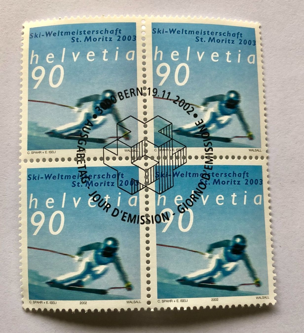 Tutti i francobolli: 4er Block Nr.1068 Stempelt Bern 2002    – Usato da Aarau venduto da Billa007