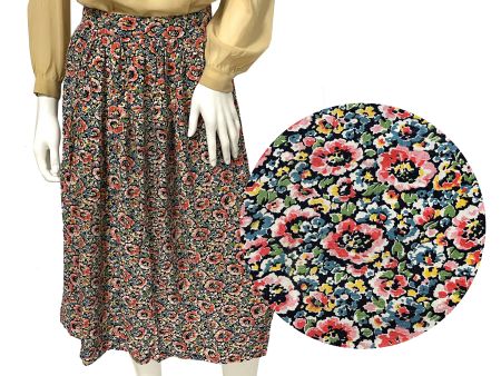 Jupe / Rock Gr. XS kleingeblumt Viscose VINTAGE 1940s
