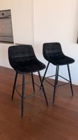 2 Barhocker schwarz Samt gepolstert modern