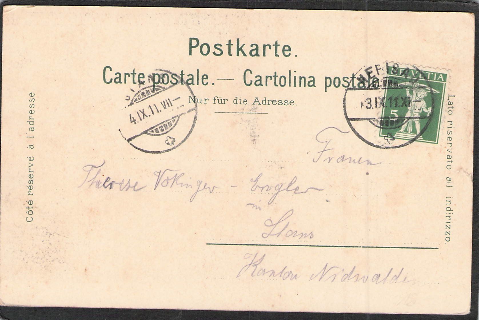 Cartoline postali: ^Herisau mit Säntiskette , 1911 – Usato da Reichenburg venduto da Pipo-67 1