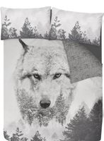 Bettwäsche: Wolfsmuster, neuwertig, 135x200cm
