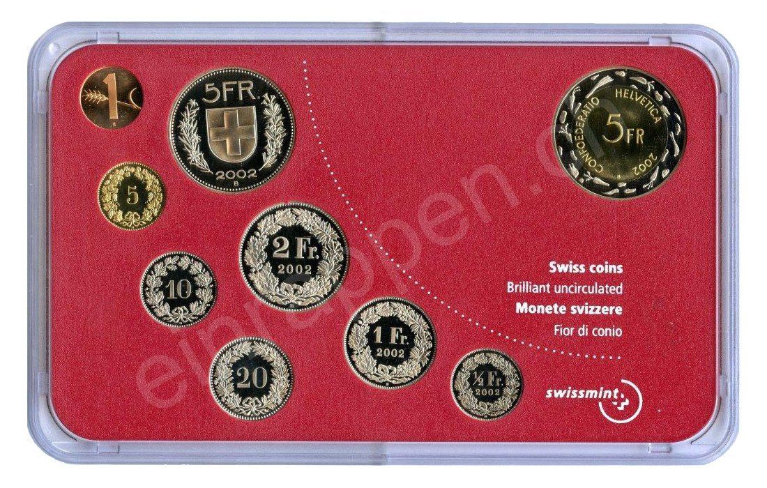Tutti le monete: SET de monnaie suisse de 2002 non circulé FDC – Nuovo e nell'imballaggio originale da Fribourg venduto da Kiki020