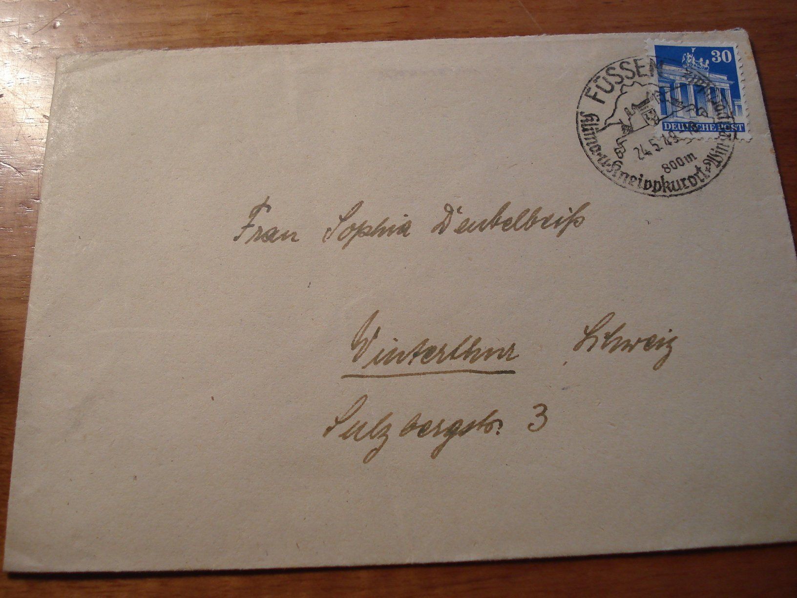 Tutti i francobolli: Brief 1949, Deutsche Post, Sonder-o Füssen – Usato da Niederwil AG venduto da morostahu