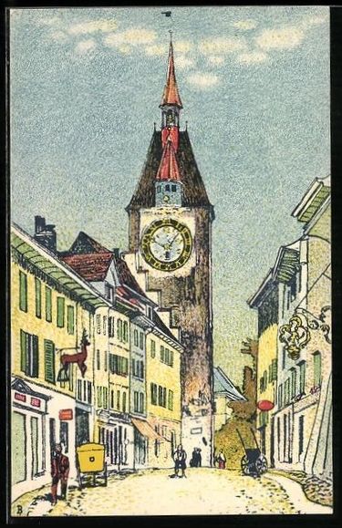 Cartoline postali: Bremgarten /AG, Marktgasse mit Spitteltu – Usato da Berlin venduto da bartko-reher