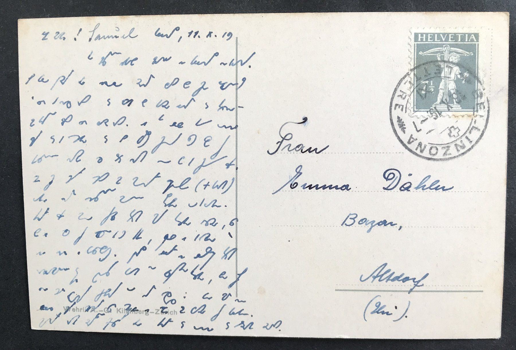 Cartoline postali: BAHNHOF BELLIZONA 1919 – Usato da Ostermundigen venduto da Heavenmaus75 1