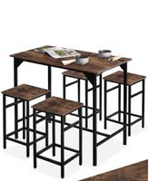 Bartisch-Set, Stehtisch mit 4 Barhockern, 5-teiliges Tischse