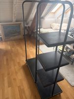 Schwarzes Garderoben-/Regalmöbel aus Metall