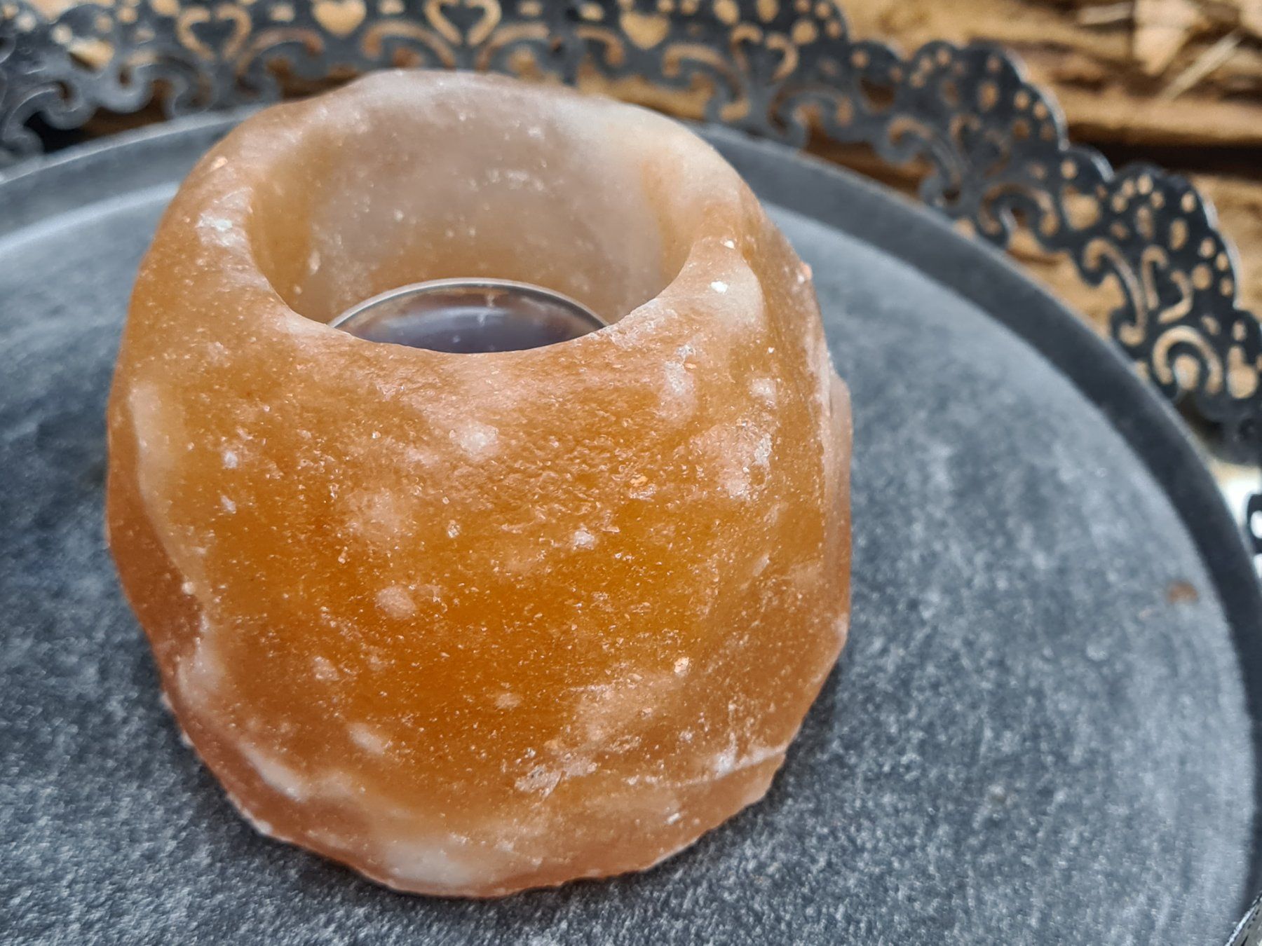 Portacandele: Salzkristall Teelichthalter, 7x8 cm – Usato da Amriswil venduto da kleindeko 1