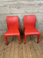 2 Rote Design Stühle Leder