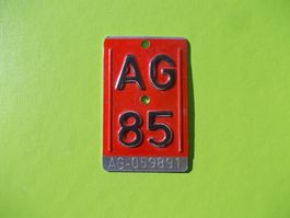 Velonummer / Fahrradnummer AG 85