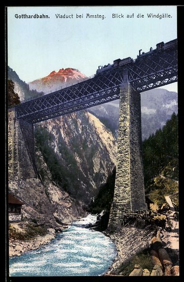 Cartoline postali: Amsteg, Gotthardbahn Viaduct, Blick auf  – Usato da Berlin venduto da bartko-reher