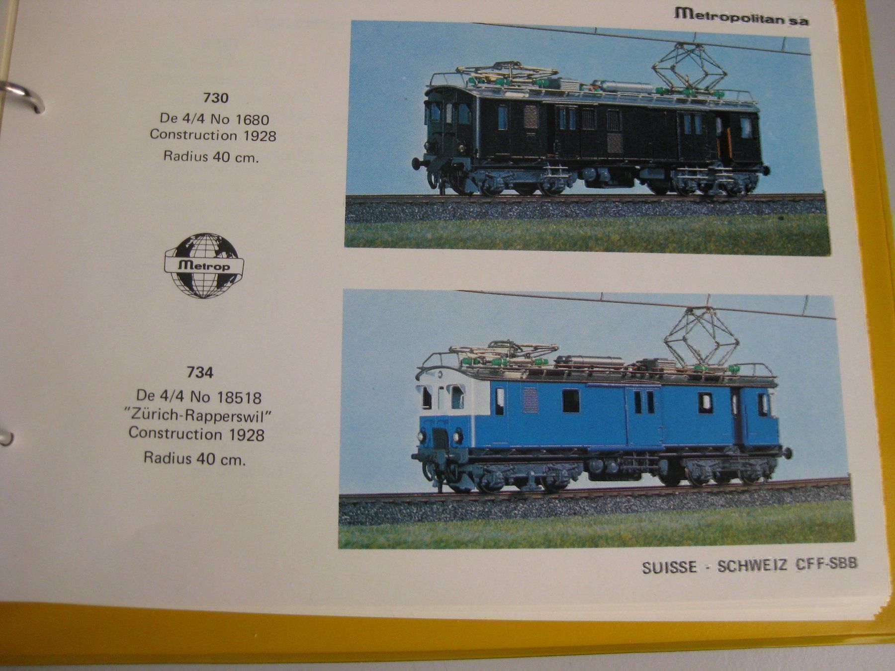 Metropolitan Modellini di ferrovie: Metrop Katalog Blau,  1978 – Usato da Buchs ZH venduto da swiss-train 6