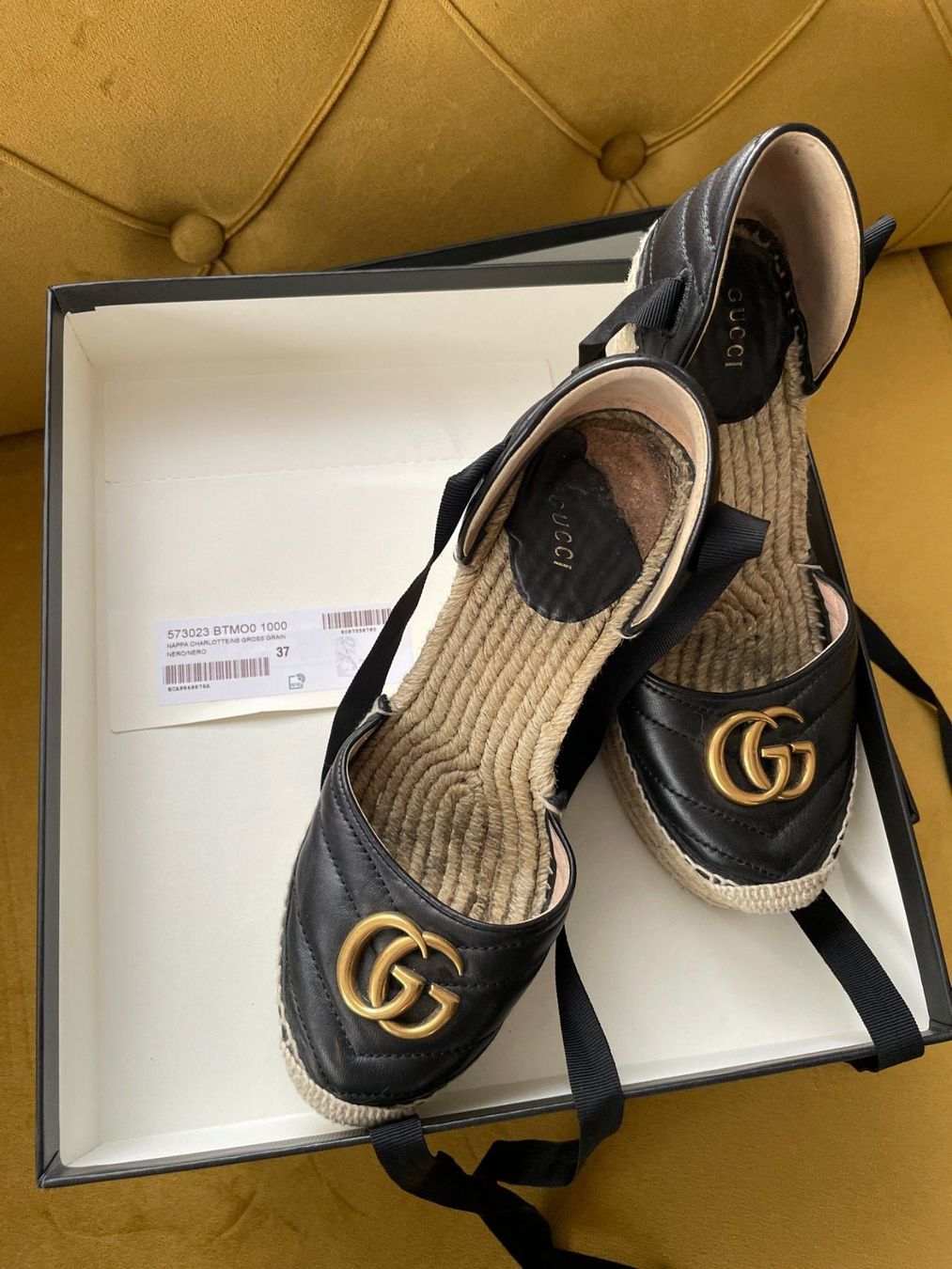 Gucci Scarpe da donna: Gucci Plattform Leder Espadrilles schwarz, Keilabsatz – Usato da Dagmersellen venduto da sheli17 6