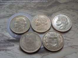5 x 5 Fr. ((1890-1891-1907-1923-1925)) Belles pièces