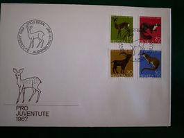 Ersttagsbrief Pro Juventute 1967 Schweiz gestempelt
