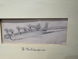 AUGUSTE BACHELIN 1830-1890 CROQUIS "LUGE EN BOIS"