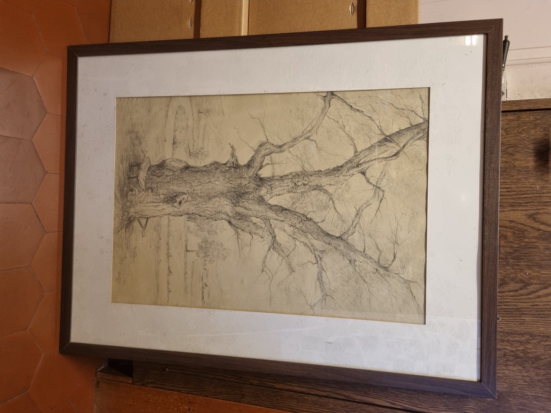 Gemälde: Zeichnung Baum Bleistift gerahmt – Gebraucht aus Schaffhausen von Leveron13 4