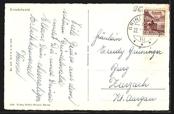 Cartoline postali: Grindelwald, Teilansicht mit Eiger, Möc – Usato da Berlin venduto da bartko-reher 1
