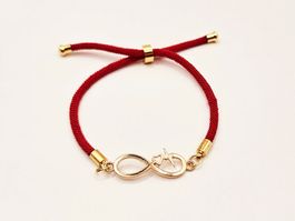 Damenarmband mit Infinity-Symbol in Rot und Gold