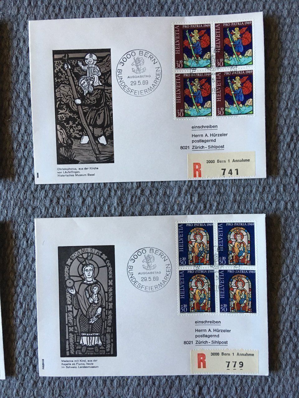 Tutti i francobolli: Pro Patria 1969 FDC mit Viererblöcken – Usato da Nesslau venduto da zueri6 3