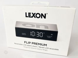 Lexon Flip Premium Wecker LCD wendbar OVP Silber Reisewecker