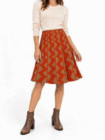 Benetton Strickrock M orange braun geometrisches Muster