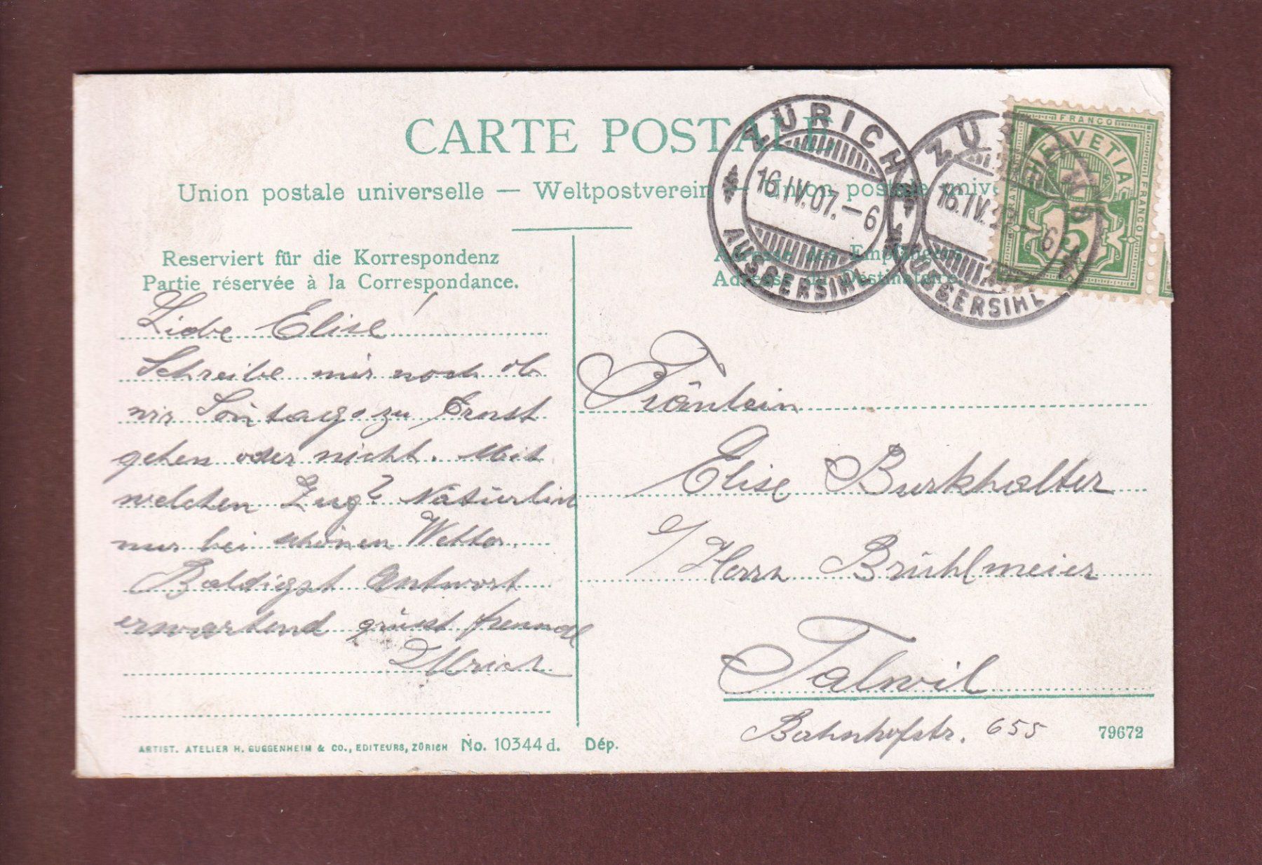 Cartoline postali: ZÜRICHSEE - Uetliberg - 1907 – Usato da Pully venduto da nicecards 1