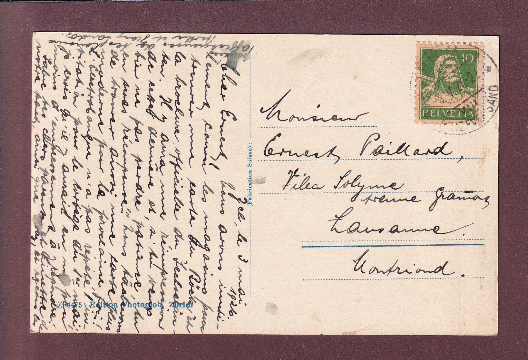 Cartoline postali: ZÜRICH - Bahnhofplatz - Tram - 1926 – Usato da Pully venduto da nicecards 1