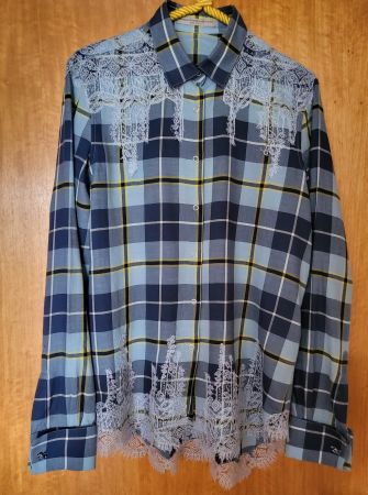 Ermanno Scervino chemise à carreaux et dentelle, taille 40!
